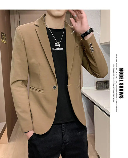 Blazer Outdoor Men's Velvet Fashion Business Korean-style Travel Wedding Solid Color Slimming Casual High Formal Wear Blazer