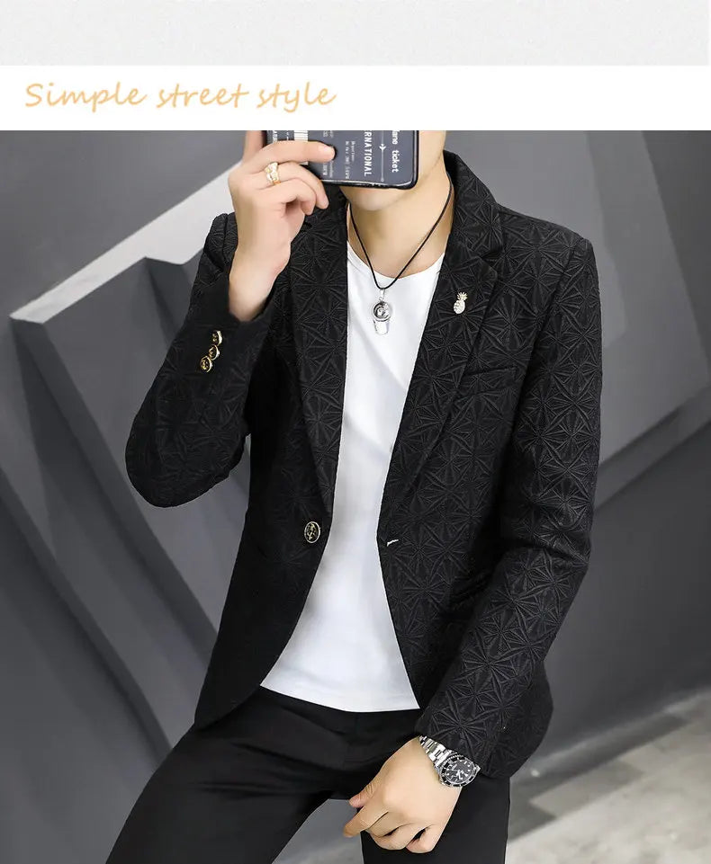 Men's Slim Fit Stand Collar Blazer | Smart Casual Single Breasted Jacket for Men | White, Black & Khaki