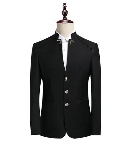 Suit (Blazer+ Pants) Men's Fashion Gentleman Business Outdoor Standing Collar Gentleman Wedding Work Casual MAO Suit