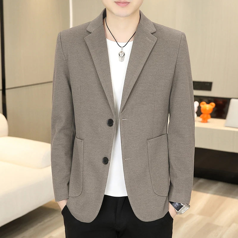 Blazer Men Business Gentleman Leisure Korean Wedding Fashion Trend, Slimming, Versatile, High-end Casual, High-end Woolen Blazer