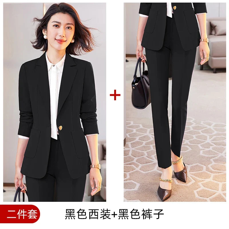 Women's Professional Pants Suit High-Quality Autumn Winter Wear Show Time Increased Temperament