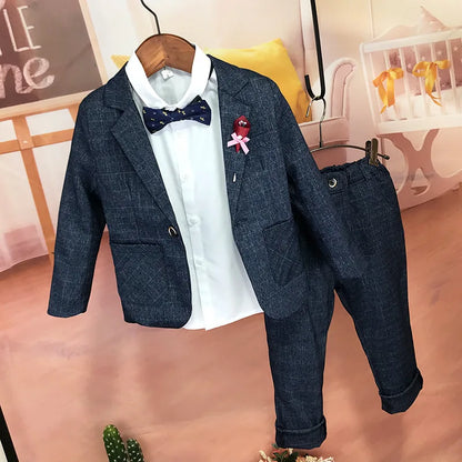 Flower Boys Formal Wedding Suit Kids Birthday Photography Dress Children Prom Elegant Suit Child Piano Evening Tuxedo Costume