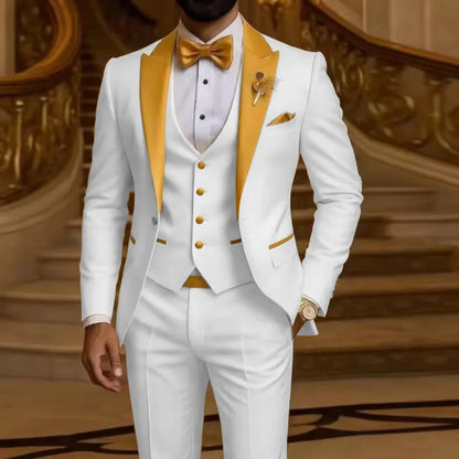 Costume 3 pièces pour homme Coupe ajustée Revers cranté Smoking de marié Garçon d'honneur Mariage Blazer Gilet Pantalon Ensemble Tenues pour hommes