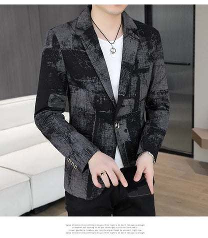 Blazer Men's Business Gentleman Wedding Fashion Versatile Trendsetter Comfortable To Wear Best Man Print Slim and Casual Blazer