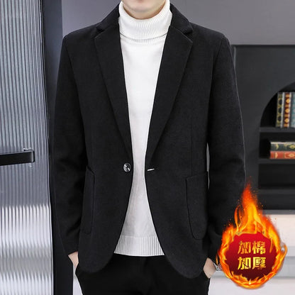 Blazer Men Fashionable Outdoor Wedding Versatile Slimming and Casual Korean Version Golden Mink Velvet Velvet and Cotton Blazer