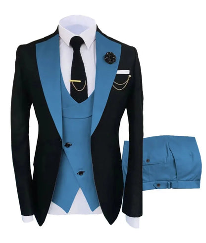 Slim Fit Men Wedding Suits Slim Fit Business Suits Groom Black Tuxedos for Formal Wedding Suits Jacket Pant Vest 3 Pieces