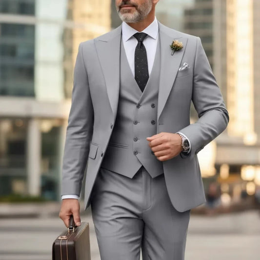 Men's 3-Piece Slim Fit Suit Set with Lapel for Wedding, Prom & Business – Jacket, Vest & Pants