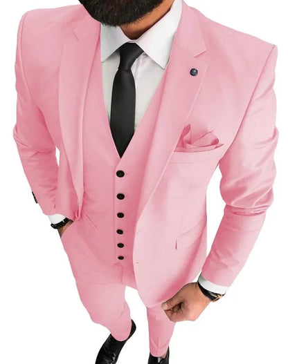 Tailor Made Red Men Wedding Suits Slim Fit Groom Prom Party Blazer Male Tuxedo Jacket+Pants+Vest Costume Marriage Homme Terno