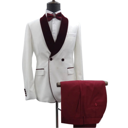 Men suits Autumn New Brand Fashion White Print High quality Boutique Wedding Groomen Casual Slim fit party Dress prom Tuxedo