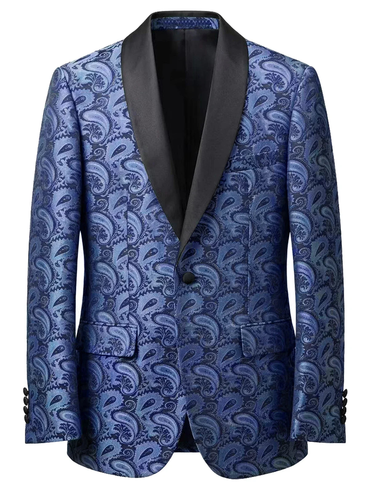 Men's Tuxedo Blazer Paisley Jacquard Shawl Lapel Single Button Slim Fit Jacket for Wedding Party Prom