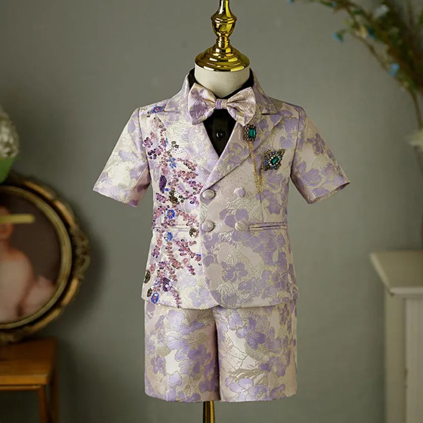 Boys Clothes Fashion Stage Boys' Piano Performance Suits Wedding Birthday Perform Party Prom Blazer Sets  A2173
