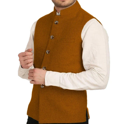 Men's Herringbone Suit Vest – Formal Single-Breasted Waistcoat for Weddings & Business