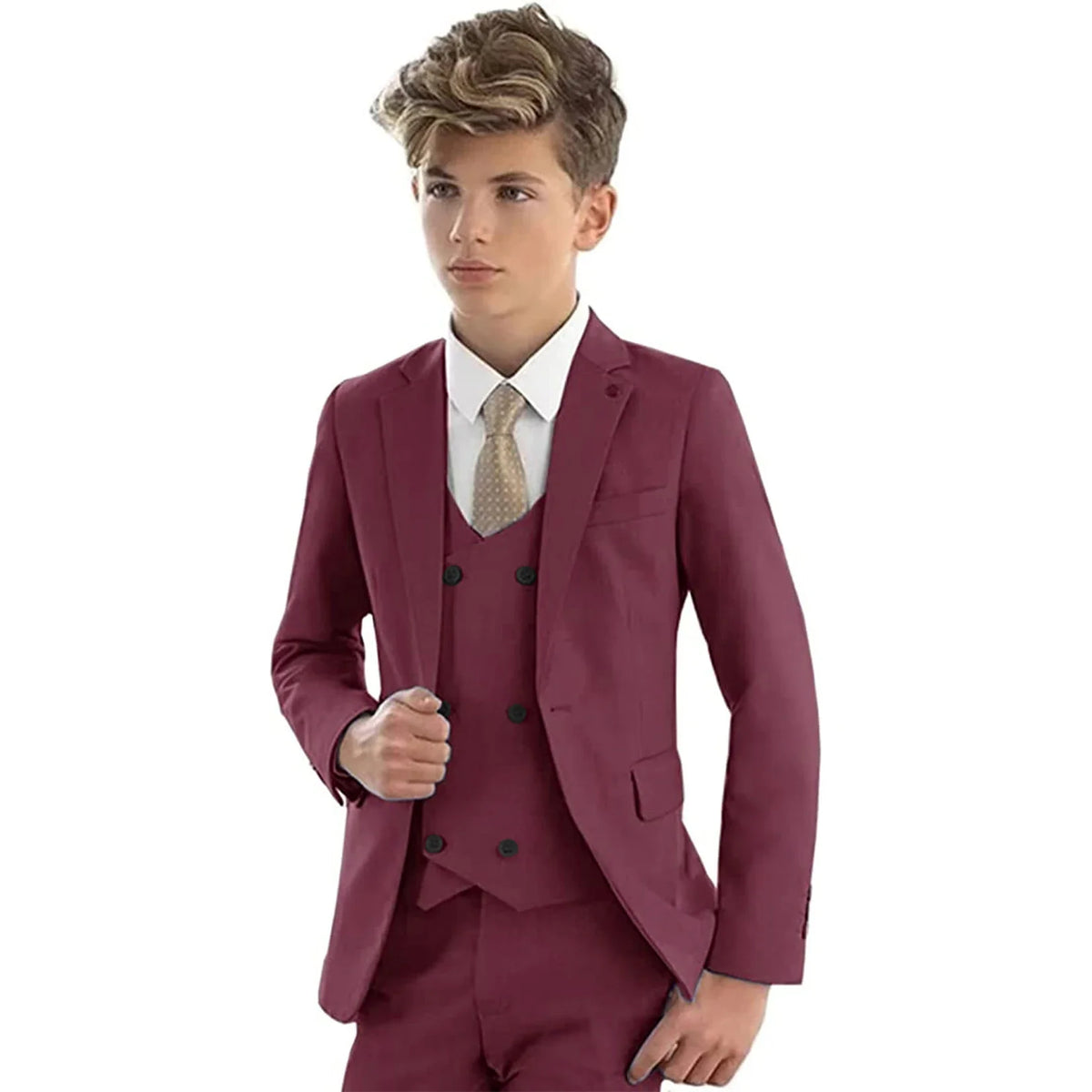 Christmas Party Fashion Green Suit Sets For Boys Piano Performance Formal Blazer Vest Pants 3 Pieces Evening Dinner Outfits