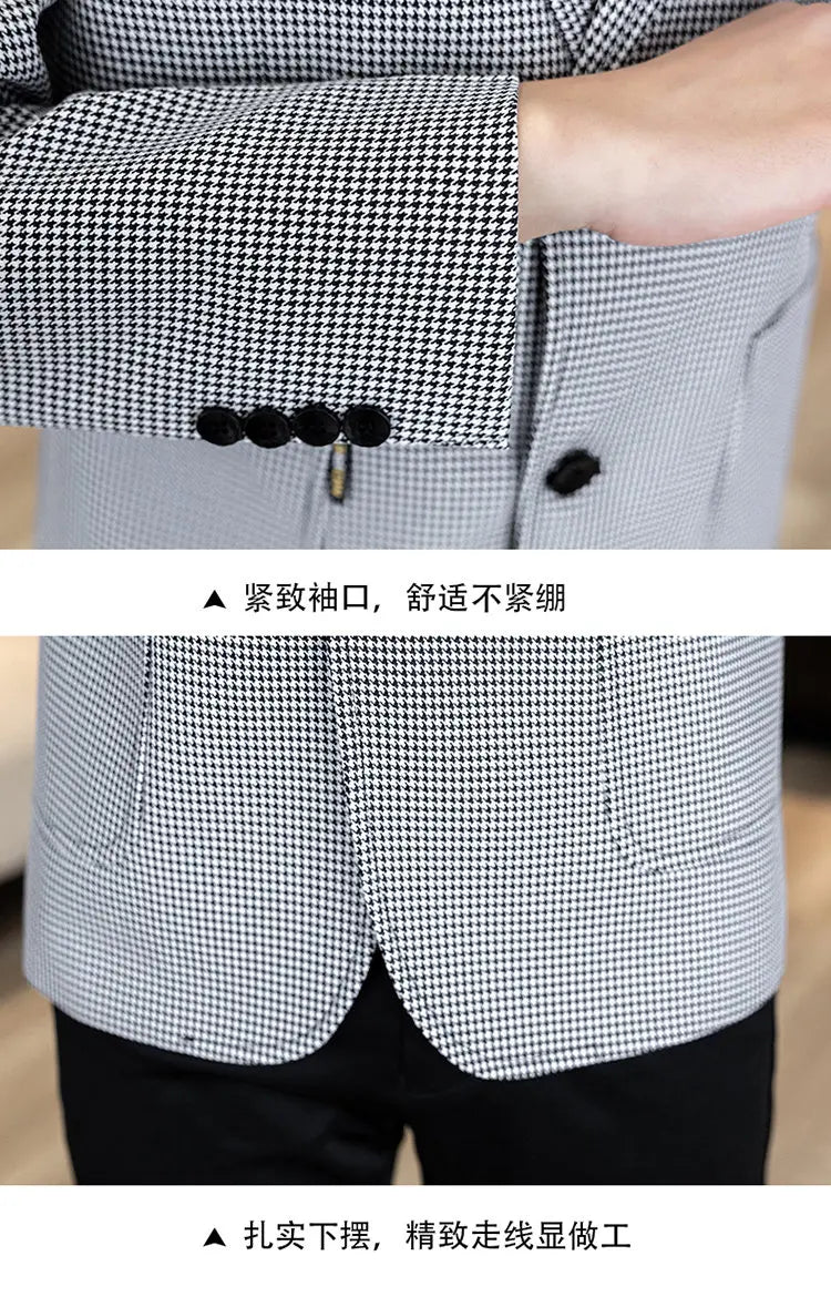 Men's Smart Casual Blazer Single Breasted Slim Fit Solid Color Spring Autumn Jacket