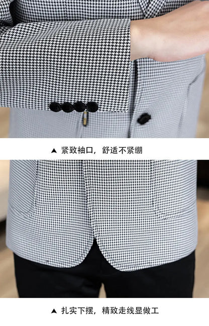 Men's Smart Casual Blazer Single Breasted Slim Fit Solid Color Spring Autumn Jacket
