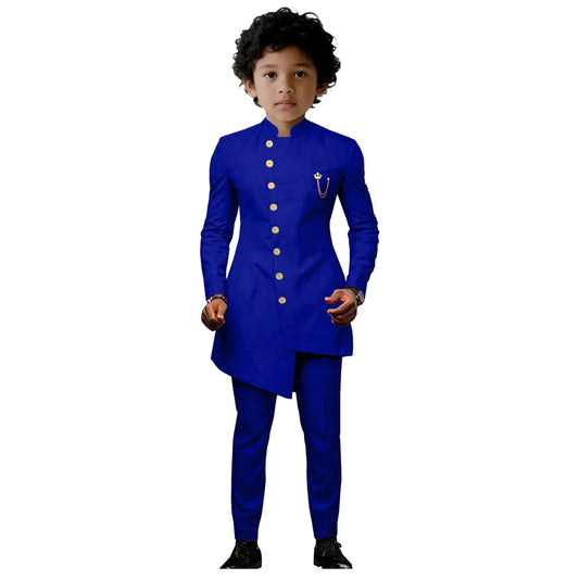 Boys Formal Suit Set Notched Collar 2-Piece Blazer and Pants for Wedding Events and School Performances