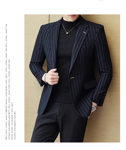 2024 Slim Fit Men's Wedding Casual Suit High-End All-in-One Handsome Two Button Fashion Boutique Single West Coat S-5XL