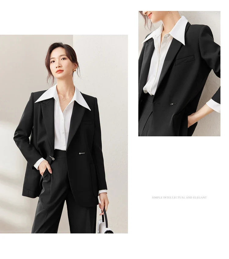 Black Blazer Suit Jacket Women 2026 Spring Fall Fashion Trend Elegant Office Ladies Work Wear Clothing 153XC3230X