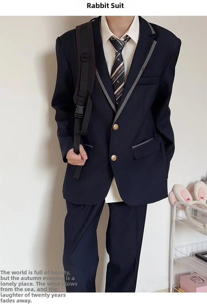 Large Size Korean Style Student Suit British College Style Jacket Men's Top Passport Photo Clothing Class Uniform