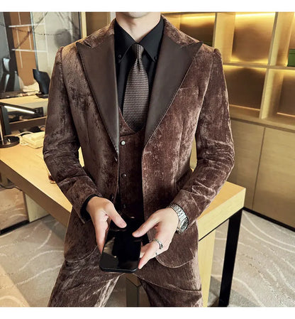 Men's Slim Fit 3-Piece Suit – Smart Casual & Wedding Formal Set