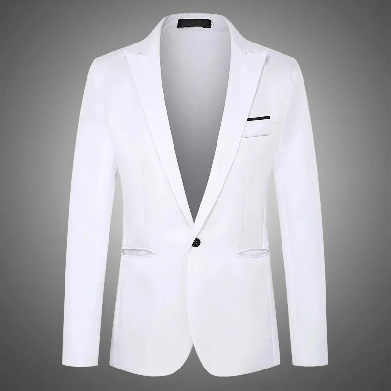 KIDWHXR Man Suit Jacket Slim Solid Single-breasted Suits Coats Men Long Sleeve Formal Business Party Wedding Blazer for Male