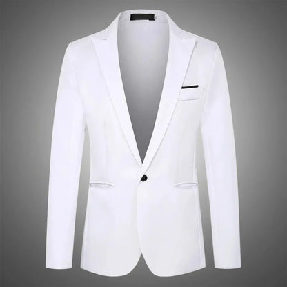 KIDWHXR Man Suit Jacket Slim Solid Single-breasted Suits Coats Men Long Sleeve Formal Business Party Wedding Blazer for Male