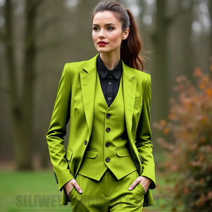 Women 3 Piece Suit Set Blazer Vest Pants Slim Fit Office Business Party Formal Attire Customizable Size for Ladies