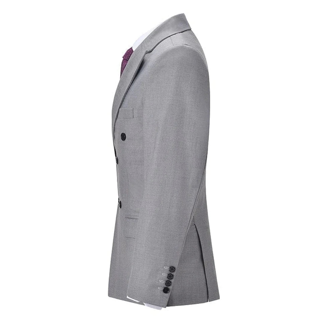 Men Suit Gray 2 Pieces Double Button With Lapel Solid For Wedding Birthday Banquet Party Business Work Office Jacket And Pants
