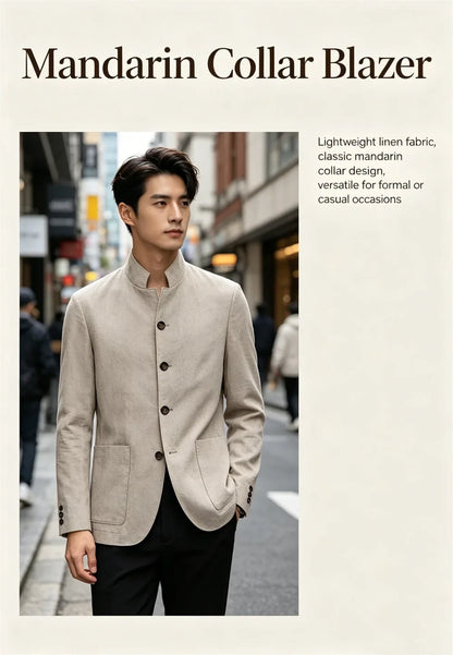 Men's Linen Blend Blazer Single Breasted 4 Buttons Patch Pockets Slim Fit Business Wedding Daily Breathable Fashion Casual Coat