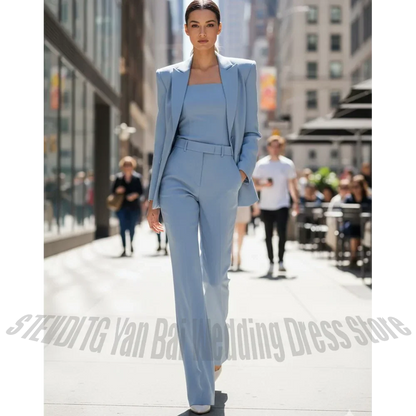 Peaked Lapel Women Suit Set 2 Pieces Slim Fit High Quality Professional Office Lady Elegant Outfit for Banquet Daily Wear