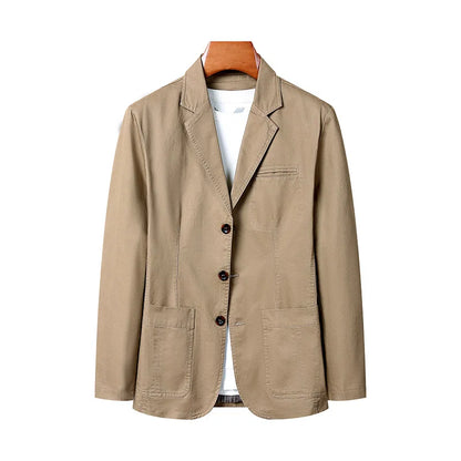 Blazer Man Retro Turn Down Collar Single-breasted Men Suit Coat Loose Pocket Long Sleeve Versatile Male Casual Outerwear