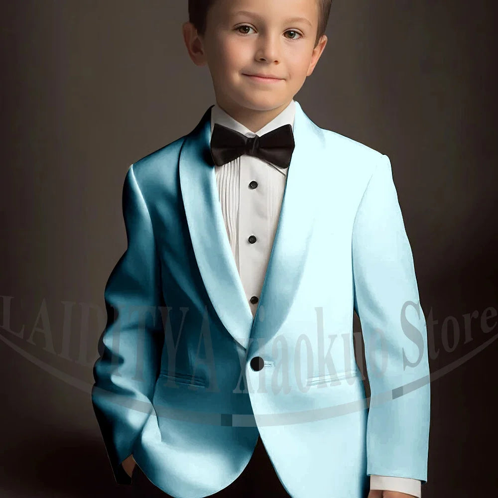 Chic Suits for Boy Cute Shawl Lapel One Button Blazer with Pants Party Costume Wedding Tuxedos 2 Piece Fashion Kids Clothes