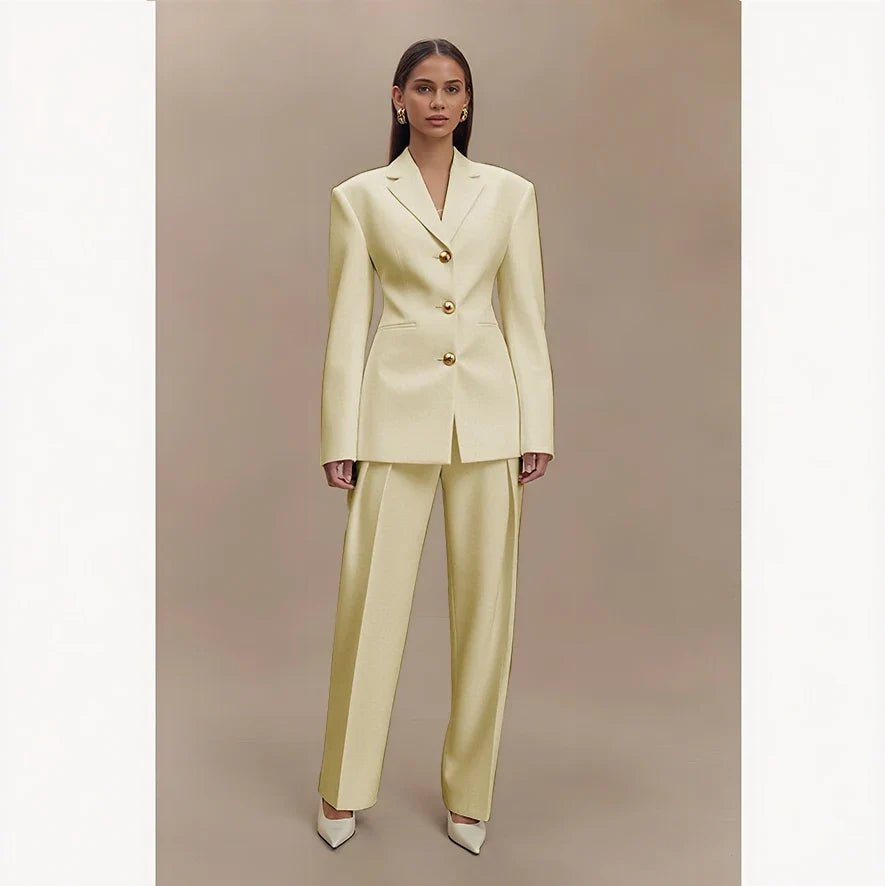 Dark Blue Women Suits Customized Slim Fitted Single-breasted Two Pieces(Jacket+Trousers) Ladies Formal Party Wedding Set