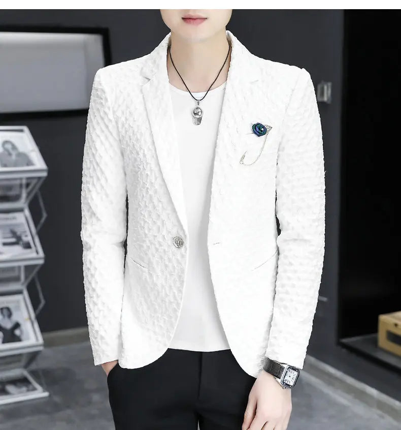 Blazer Men's Fashion Outdoor Travel Gentleman Wedding Slimming Business Versatile Trendy Casual Korean-style Formal Wear Blazer