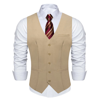Men's Suit Vest – Solid Formal Waistcoat for Wedding, Party & Business Wear