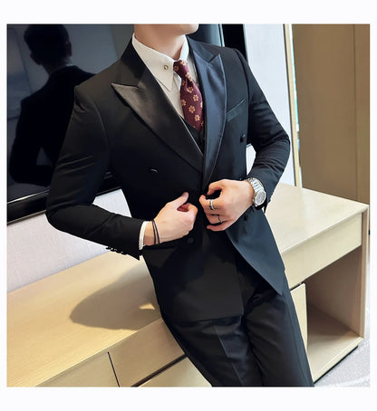 Plus Size 6XL 5XL Men Formal Business Suit 3 Set Pieces Classic Slim Fit Business Suits Sets Autumn Men Wedding Party Tuxedo