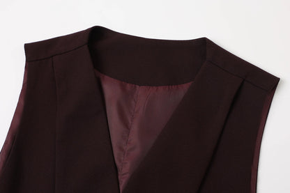 Men's 3-Piece Wedding Suit – Single Breasted Smart Casual Suit for Men – Burgundy, Navy Blue, Black, Dark Grey