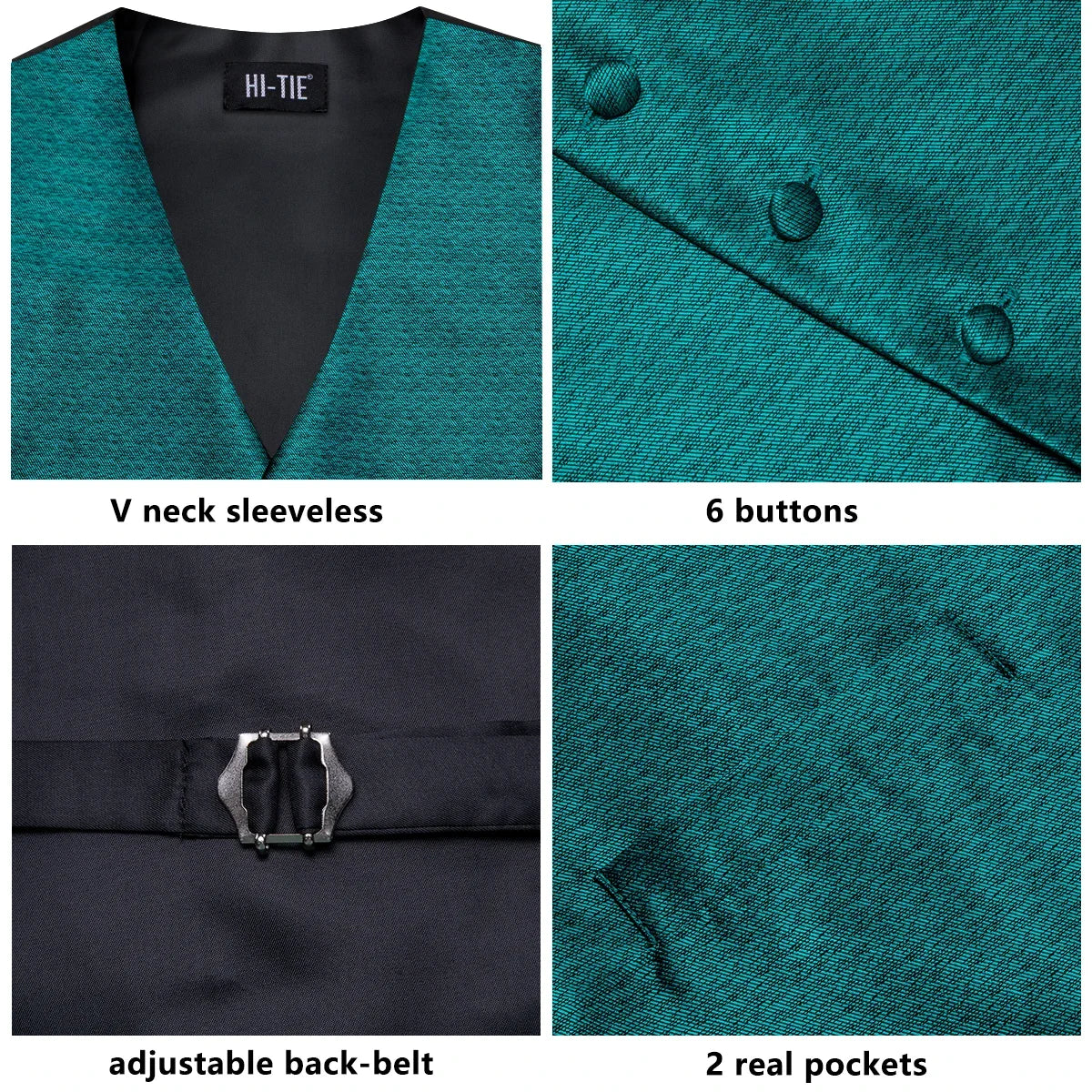 Men's Vest Matching Tie Set – Teal Textured Formal Waistcoat for Weddings and Business Events