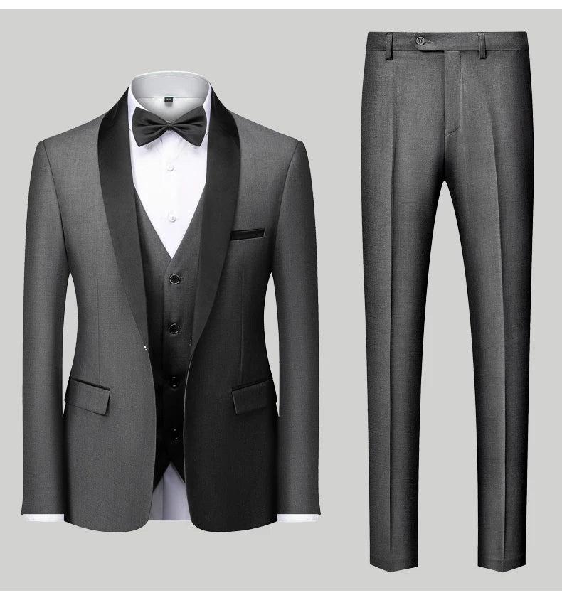 Men's Slim Fit Formal Suit Set – Blazer, Vest & Pants for Weddings & Parties