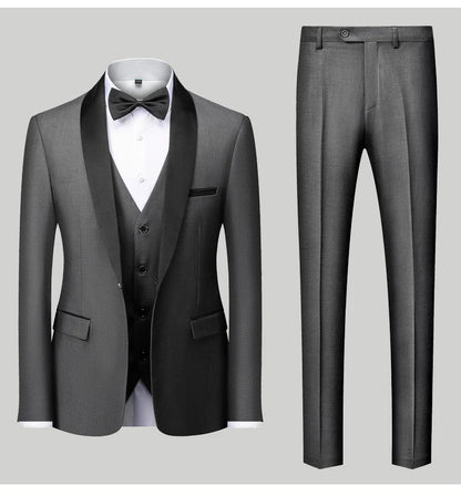 Men's Slim Fit Formal Suit Set – Blazer, Vest & Pants for Weddings & Parties