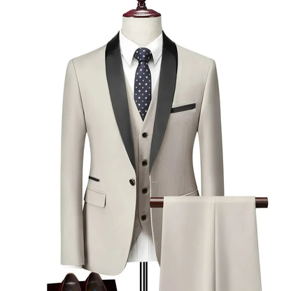Ensemble costume homme 3 pièces : veste, gilet et pantalon / Affaires, marié, mariage, robe formelle, blazer, pantalon, gilet