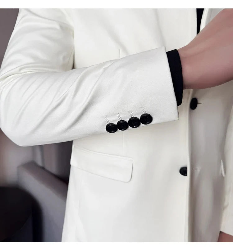 High Quality Cowhide Suede Suit Coats Men Fashion Slim Fit Stand Up Collar Business Casual Jacket Formal Groom Social Tuxedos