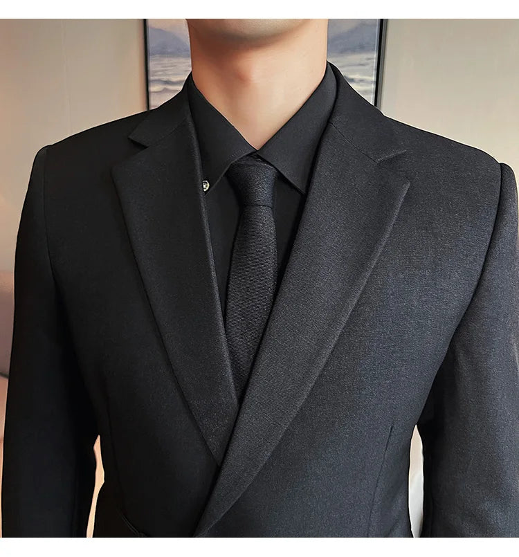 Men's Slim Fit Blazer Metal Buckle Decoration Smart Casual Wedding Party Jacket