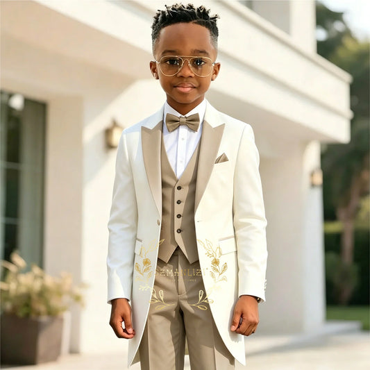 Formal Boy Suits Set 3 Pieces For Wedding Kids Perfirmance Outfit Host Costumes,Elegant Boys Slim Fit Suits Party Tuxedos