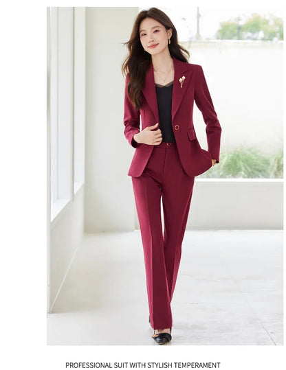 Elegant and fashionable professional women's wear, exquisite two-piece suit jacket + pants. 2025 autumn/winter new styles