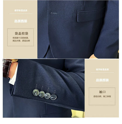 Men's 2-Piece Suit Blazer and Pants Solid Color Smart Casual Business Wedding
