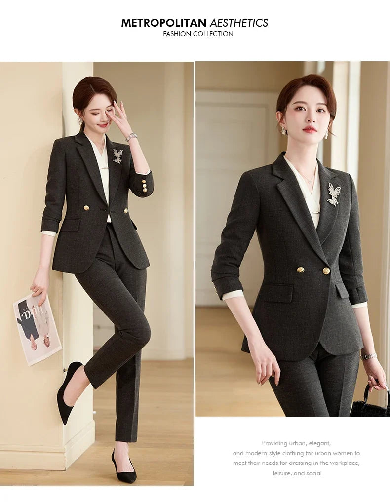 Stylish Professional Womens Boutique Pant Suit. Two-Piece Trousers + Suit Jacket, 2026 Autumn and Winter New Style