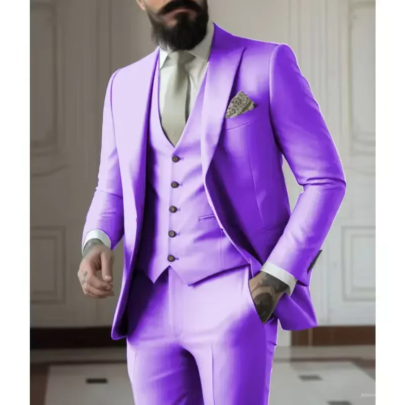 Classy Men Suits 3 Pieces Light Green Peak Lapel Jacket Vest Pants Classic Set For Wedding Groom Wedding Business Events Dress