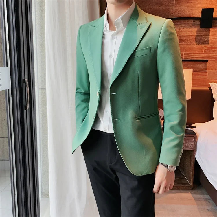 2022 Classic Green Blue Jacket Uniform Groom Tuxedos Mens Wedding Suits Peaked Lapel Man Business Blazer Groomsmen Prom Dress