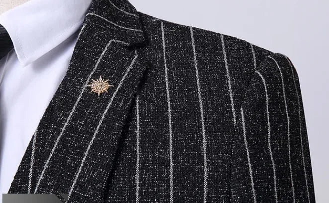 2025 Slim-Fit Three-Piece Suit Vest Trousers Set High-End Boutique British Wedding Party Trend Casual Formal Dress
